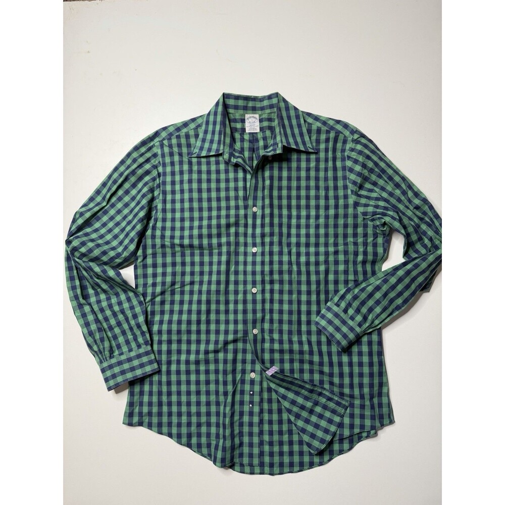 Brooks Brothers Button Down Gingham Check Men’s Large Dress Shirt Small